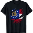 thumbnail image 1 of Proud Georgian Shirts | GA State Torn Ripped Georgia Flag T-Shirt, 1 of 3