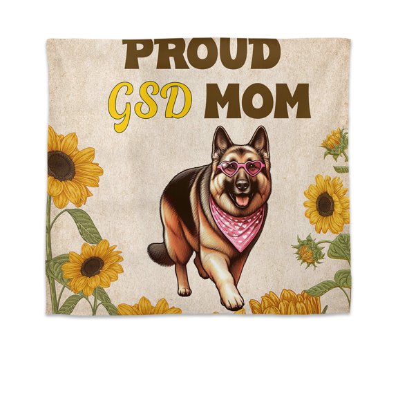 Proud German Shepherd Mom Happy Mother's Day with Love Tapestry Alsatian Dog Lover Gifts Wall Hanging Backdrop Home Decor - 02003