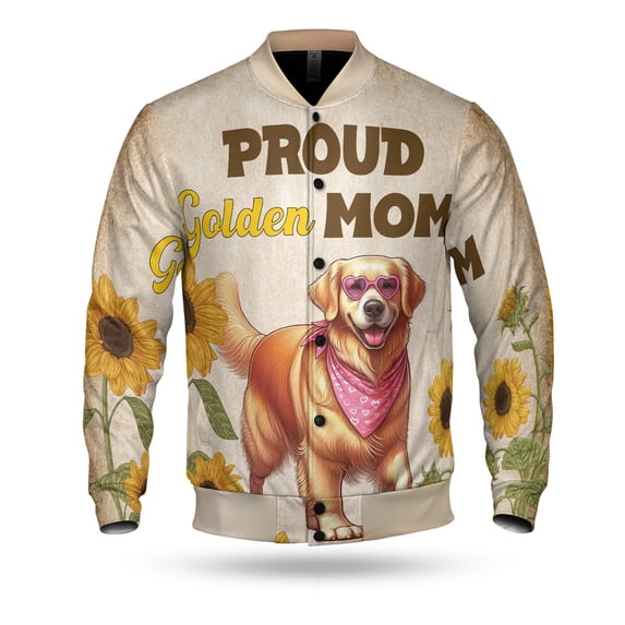 Proud Golden Retriever Mom Happy Mother's Day with Love All Over Print 3D Baseball Jacket Goldens Dog Lover Gifts Idea Bomber Jacket Softball - 02003