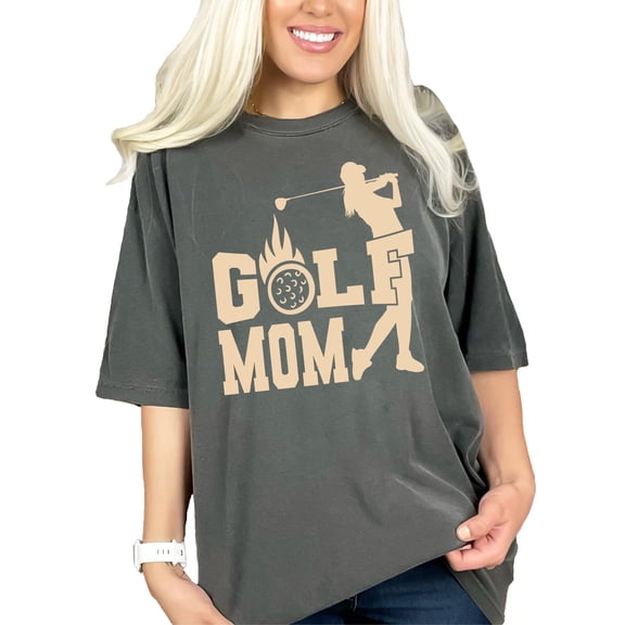 Proud Golf Mom Graphic Tee Shirt, Pepper Comfort Colors T-Shirt, XL