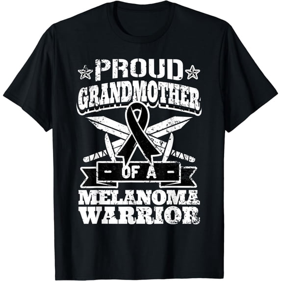 Proud Grandmother Of A Melanoma Warrior Awareness Ribbon T-Shirt