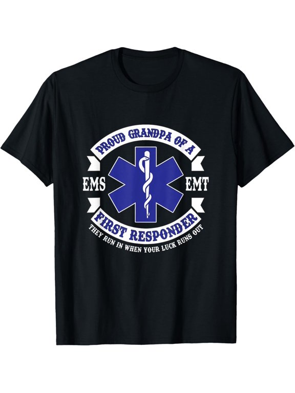Proud Grandpa First Responder EMS EMT Apparel Gift Casual Look For Everyday Moments T-Shirt, Size S-5XL