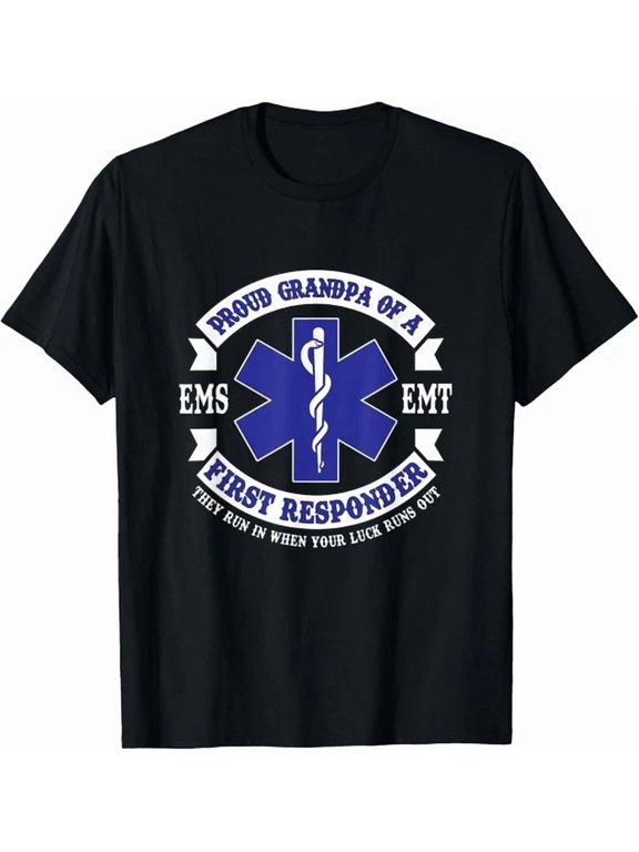 Proud Grandpa First Responder EMS EMT Apparel Gift Casual Look For Everyday Moments T-Shirt, Size S-5XL