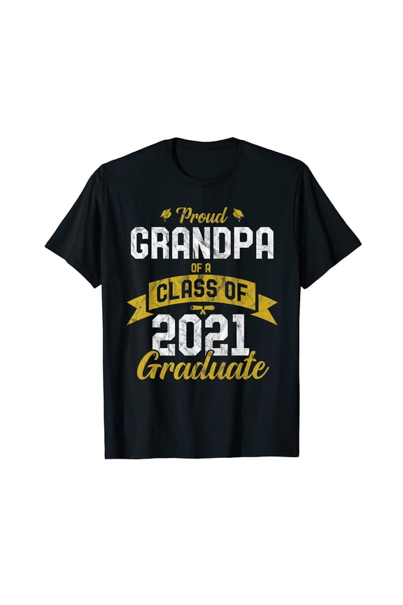 Proud Grandpa Vintage Graduation T-Shirt - Celebrate Class Of 2021 with Style