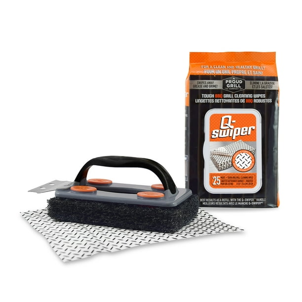 Proud Grill QSwiper Grill Cleaner Kit, 1 Grill Brush with Scraper and