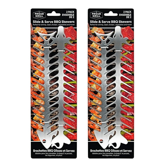 Proud Grill Slide & Serve BBQ Grilling Skewers - 4 Pack