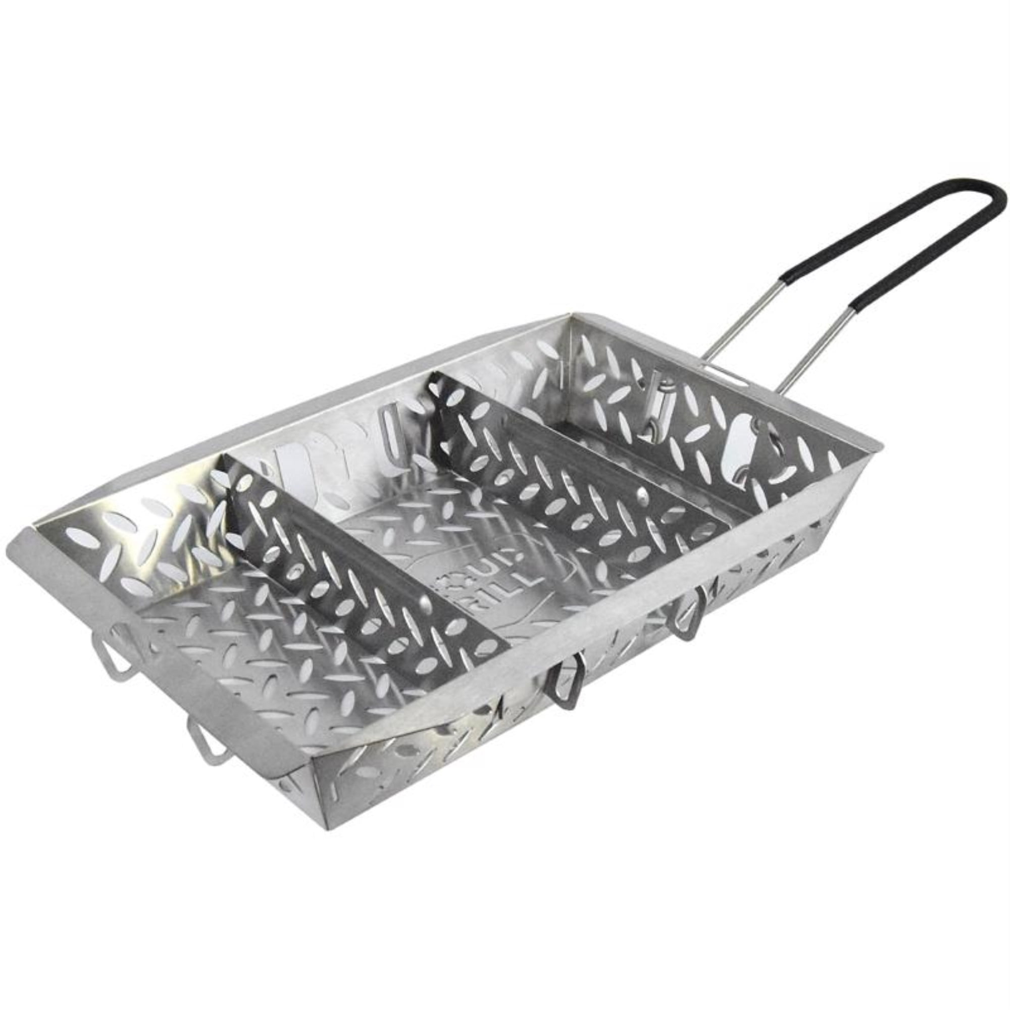 UltraVersatile Large Silver Stainless Steel Grill Basket with Detachable Handle
