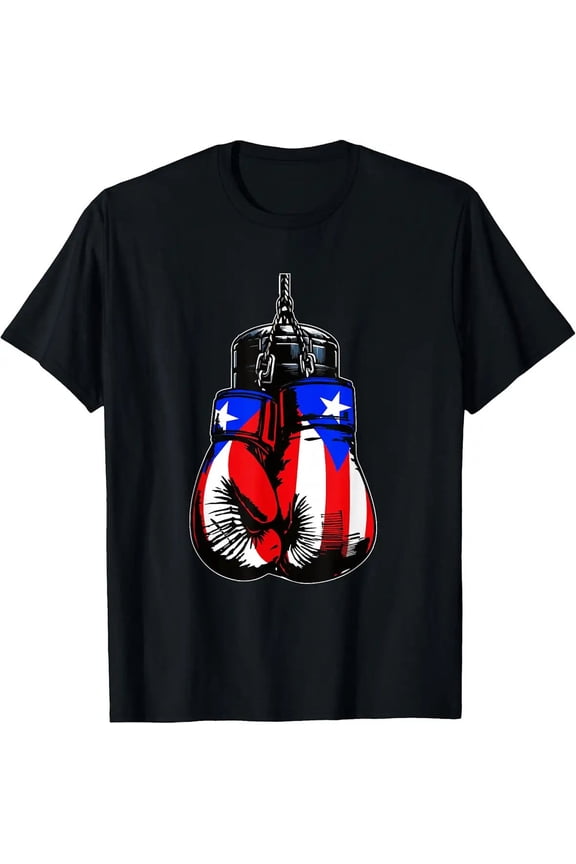 Proud Heritage Puerto Rico Flag Boxing Gloves National Pride Unisex T-Shirt, up to Size 5XL