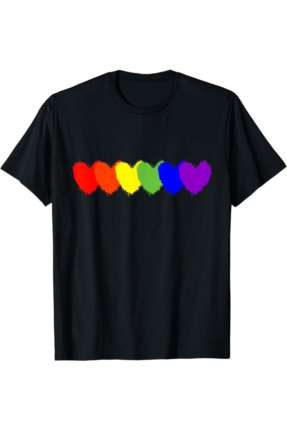Proud Human LGBT Hearts Gay Pride Rainbow Flag T-Shirt