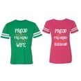thumbnail image 1 of Proud Husband Freaking Wife Matching Couple Cotton Jerseys (Men Green / Women Pink) (Men XL / Women S), 1 of 3