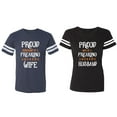 thumbnail image 1 of Proud Husband Freaking Wife Matching Couple Cotton Jerseys (Men Navy / Women Black) (Men S / Women S), 1 of 3