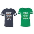 thumbnail image 1 of Proud Husband Freaking Wife Matching Couple Cotton Jerseys (Men Navy / Women Green) (Men XXXL / Women XXL), 1 of 3