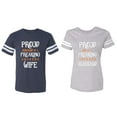 thumbnail image 1 of Proud Husband Freaking Wife Matching Couple Cotton Jerseys (Men Navy / Women Heather) (Men L / Women XXL), 1 of 3