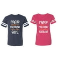 thumbnail image 1 of Proud Husband Freaking Wife Matching Couple Cotton Jerseys (Men Navy / Women Pink) (Men XXXL / Women XXL), 1 of 3