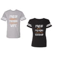 thumbnail image 1 of Proud Husband Freaking Wife Unisex Couple Matching Cotton Jersey style T-Shirt Contrasting stripes on sleeves (Men Heather / Women Black) (Men XXL / Women XXL), 1 of 3