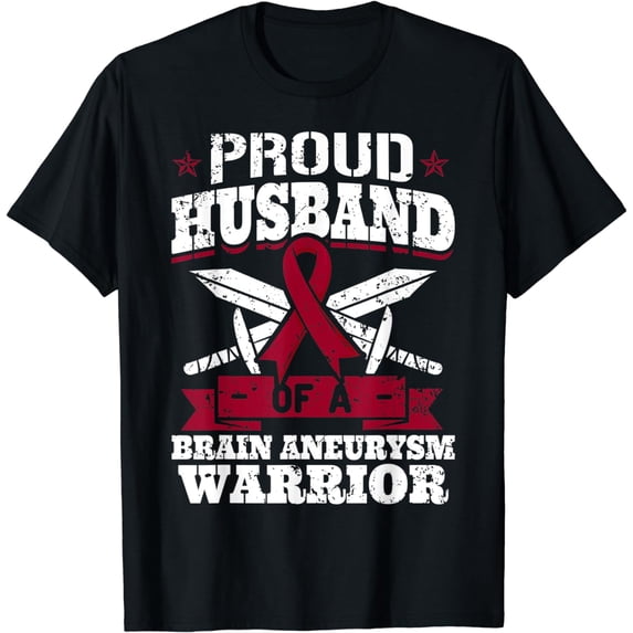 Proud Husband Of A Brain Aneurysm Warrior Awareness Ribbon T-Shirt
