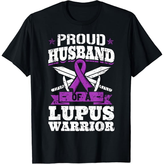 Proud Husband Of A Lupus Warrior SLE Purple Awareness Ribbon T-Shirt