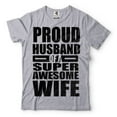 thumbnail image 1 of Proud Husband Of A Super Awesome Wife Shirt Husband Gifts Funny Husband Tee Anniversary Tee For Him (Small Grey), 1 of 6