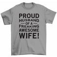 thumbnail image 1 of Proud Husband Of Awesome Wife T-Shirt Funny Married Hubby Men's Tee, 1 of 2