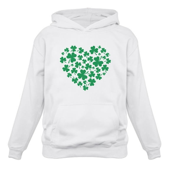 Proud Irish Green Clovers Heart Sweatshirt St Patricks Day Cute Gift Irish Women Hoodie