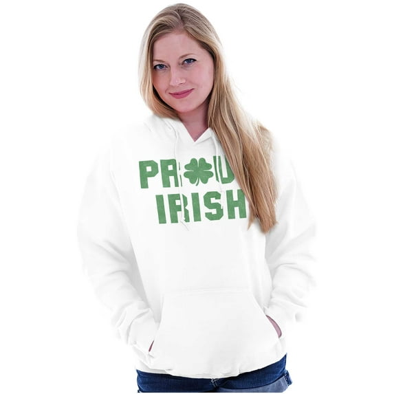 Proud Irish St Patrick's Day Shamrock Hoodie Sweatshirt Women Men Brisco Brands M