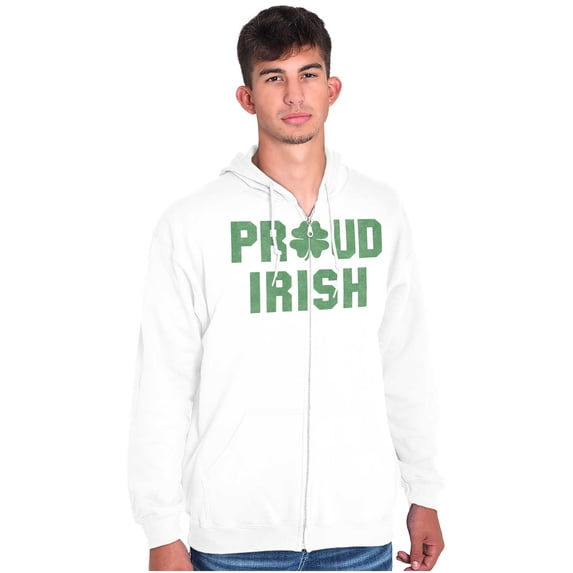 Proud Irish St Patrick's Day Shamrock Unisex Fleece Graphic Zip Up Hoodie Brisco Brands 4X