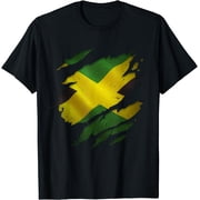 Proud Jamaican Fashion Shirts | Torn Ripped Jamaica Flag T-Shirt, Vintage Birthday Gift