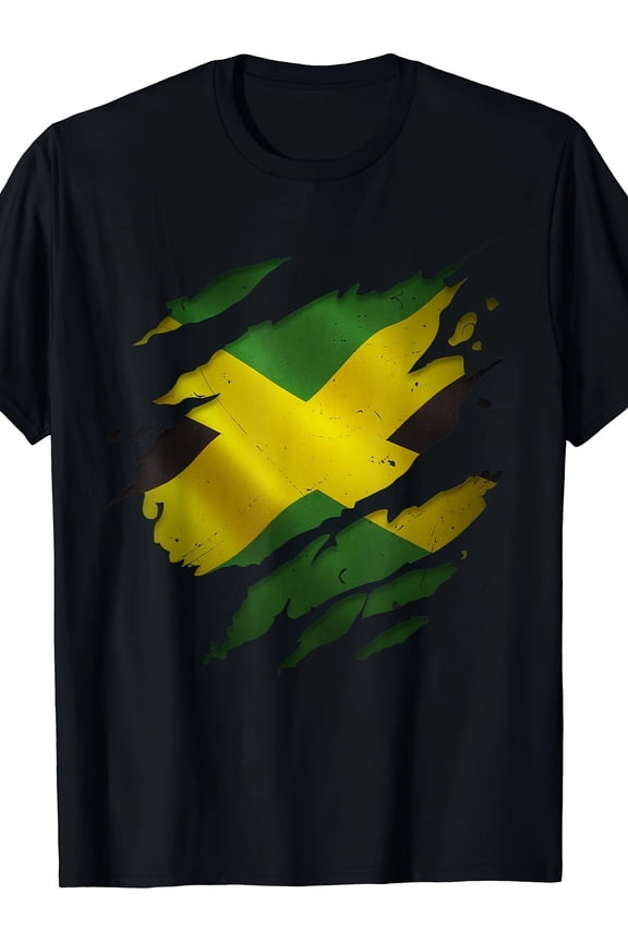 Proud Jamaican Fashion Shirts | Torn Ripped Jamaica Flag T-Shirt