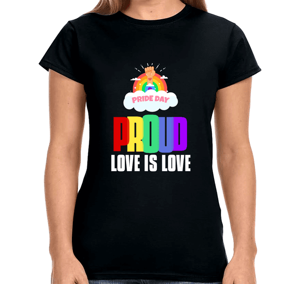 Proud LGBT Love is Love Lesbian Gay LGBT Rainbow Gay Pride Shirts for Women