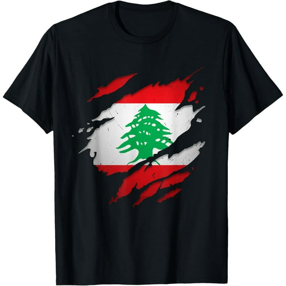 Proud Lebanese Shirts | Torn Ripped Lebanon Flag T-Shirt