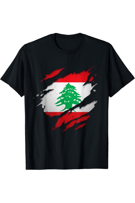 Proud Lebanese Shirts | Torn Ripped Lebanon Flag T-Shirt