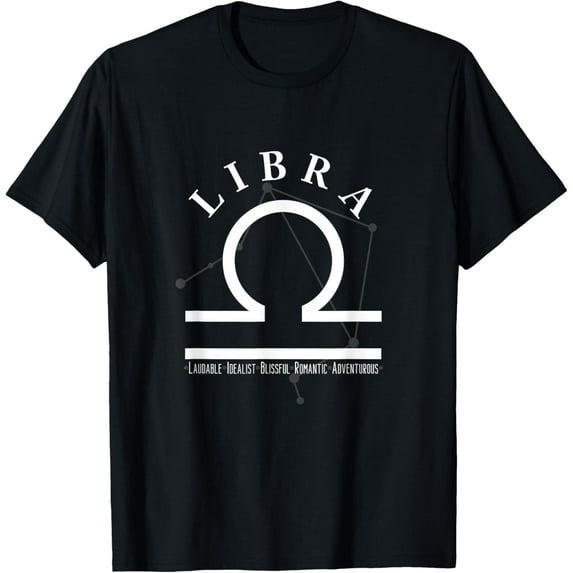 Proud Libra Zodiac Characteristics Gifts Astrology Sign Love T-ShirtMen and women, Black T-shirt, size: Extra large