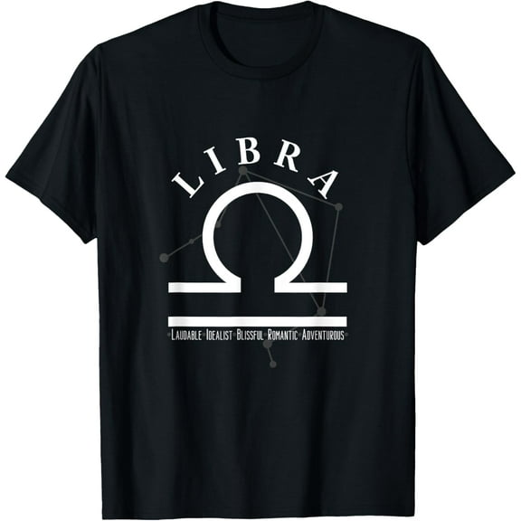 Proud Libra Zodiac Characteristics Gifts Astrology Sign Love T-ShirtMen and women, Black T-shirt, size: Extra large