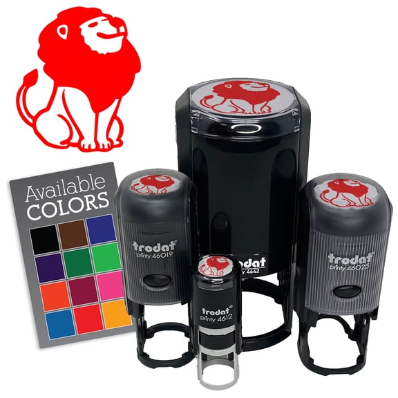 Proud Lion Head Held High Self-Inking Rubber Stamp for Stamping Ink Stamper Crafting Planners - 1 Inch Medium - Blue Ink