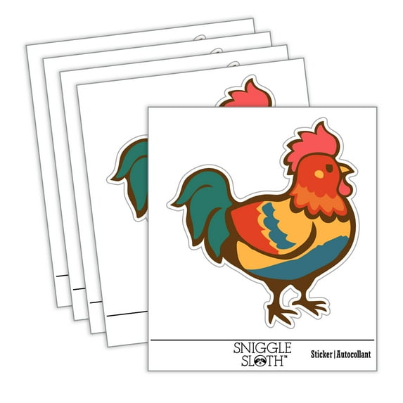 Proud Little Rooster Chicken Car Window Bumper Water Bottle Phone Tablet Laptop Waterproof Vinyl Decal Sticker Set 5-Pack - Gloss Finish - 5.0"