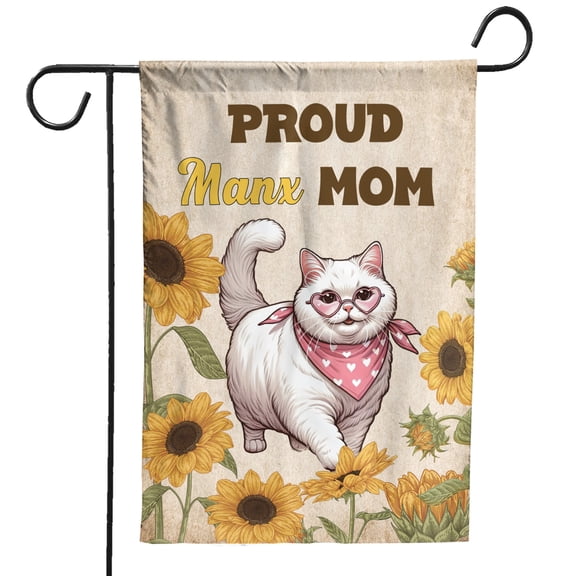 Proud Manx Mom Happy Mother's Day with Love Garden Flag 12x18in Double Sided Cat Lover Kitten Owner Gifts Outdoor Decor - 02003