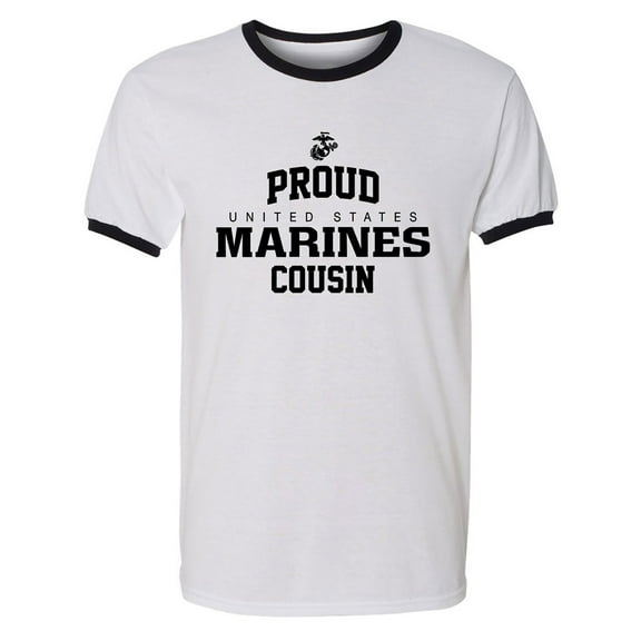 Proud Marines COUSIN Adult Short Sleeve Ringer T-shirt