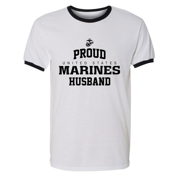 Proud Marines HUSBAND Adult Short Sleeve Ringer T-shirt