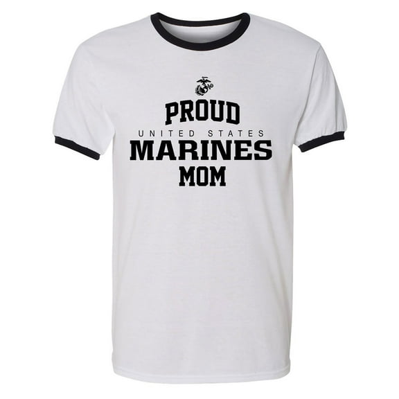 Proud Marines MOM Adult Short Sleeve Ringer T-shirt