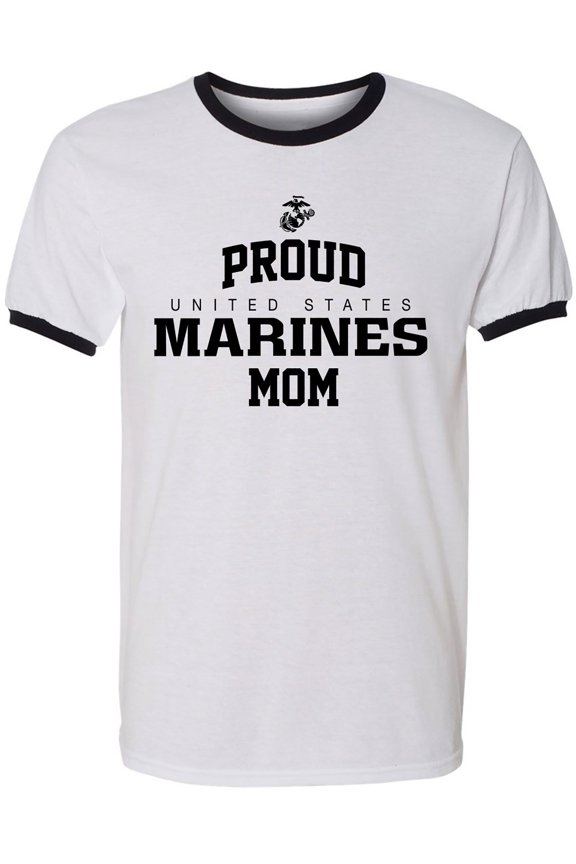 Proud Marines MOM Adult Short Sleeve Ringer T-shirt