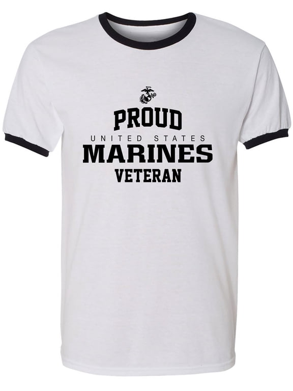 Proud Marines VETERAN Adult Short Sleeve Ringer T-shirt