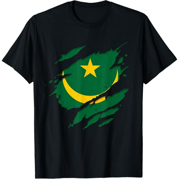 Proud Mauritanian Shirts | Torn Ripped Mauritania Flag T-Shirt