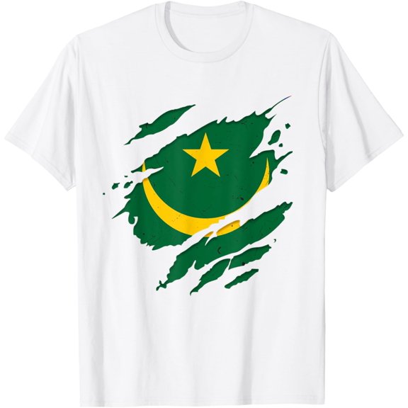 Proud Mauritanian Shirts | Torn Ripped Mauritania Flag T-Shirt