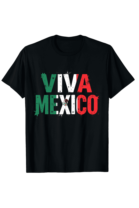 Proud Mexican Flag Viva Mexico Vintage Men Women Short Sleeve Graphic T-Shirt, Latino Heritage Style