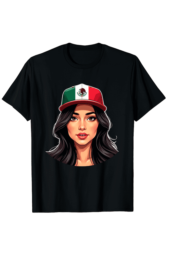 Proud Mexican Girl Flag Mexicana Design Men Women Short Sleeve Graphic T-Shirt, Mexico Pride Apparel