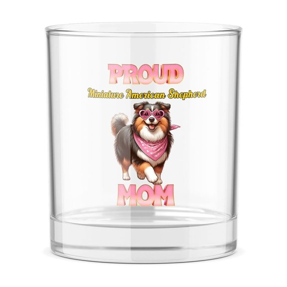 Proud Miniature American Shepherd Mom Happy Mother's Day with Love 11oz Whiskey Glass Mug MAS Dog Lover Gifts Whiskey Cocktail Glasses Cup - 02003