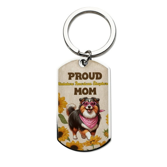 Proud Miniature American Shepherd Mom Happy Mother's Day with Love Stainless Steel Keychain MAS Dog Lover Gifts Collar Charm Tag Keyring - 02003