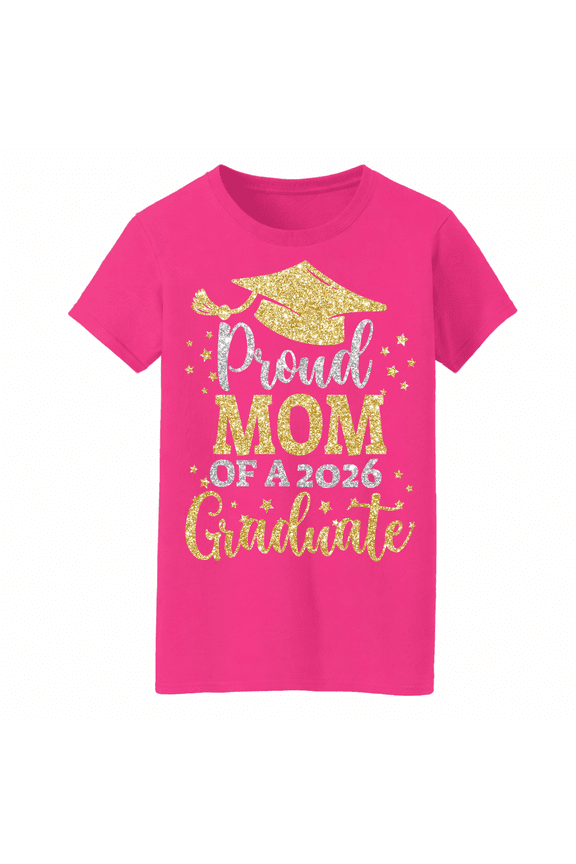 Proud Mom of 2026 Graduate T-shirt, Graduation Shirt for Senior, University, Kindergarten, High-Quality Material, Available in Sizes S-5XL & Multiple Colors