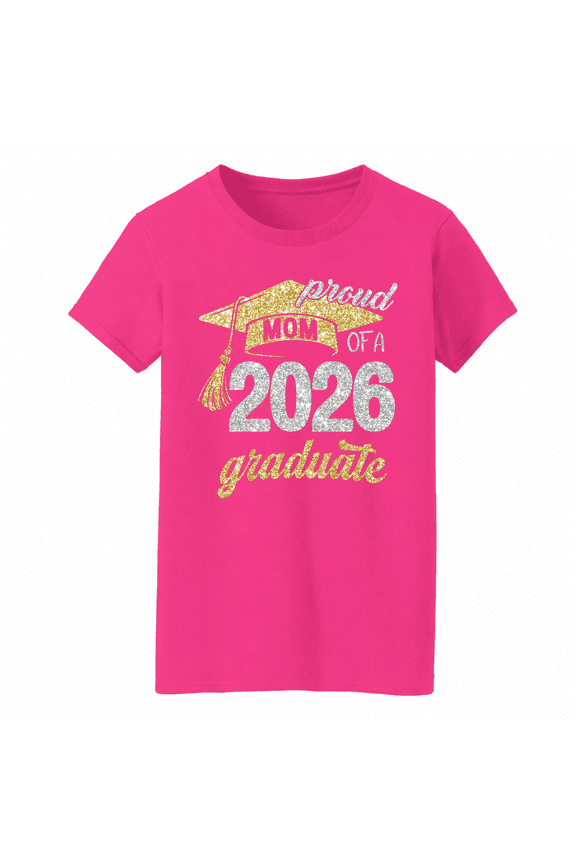 Proud Mom of 2026 Graduate T-shirt, Graduation Shirt for Senior, University, Kindergarten, High-Quality Material, Available in Sizes S-5XL & Multiple Colors