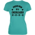 thumbnail image 1 of Proud Mom Cheerleader Cheerleading Juniors Soft T Shirt Teal SM, 1 of 1